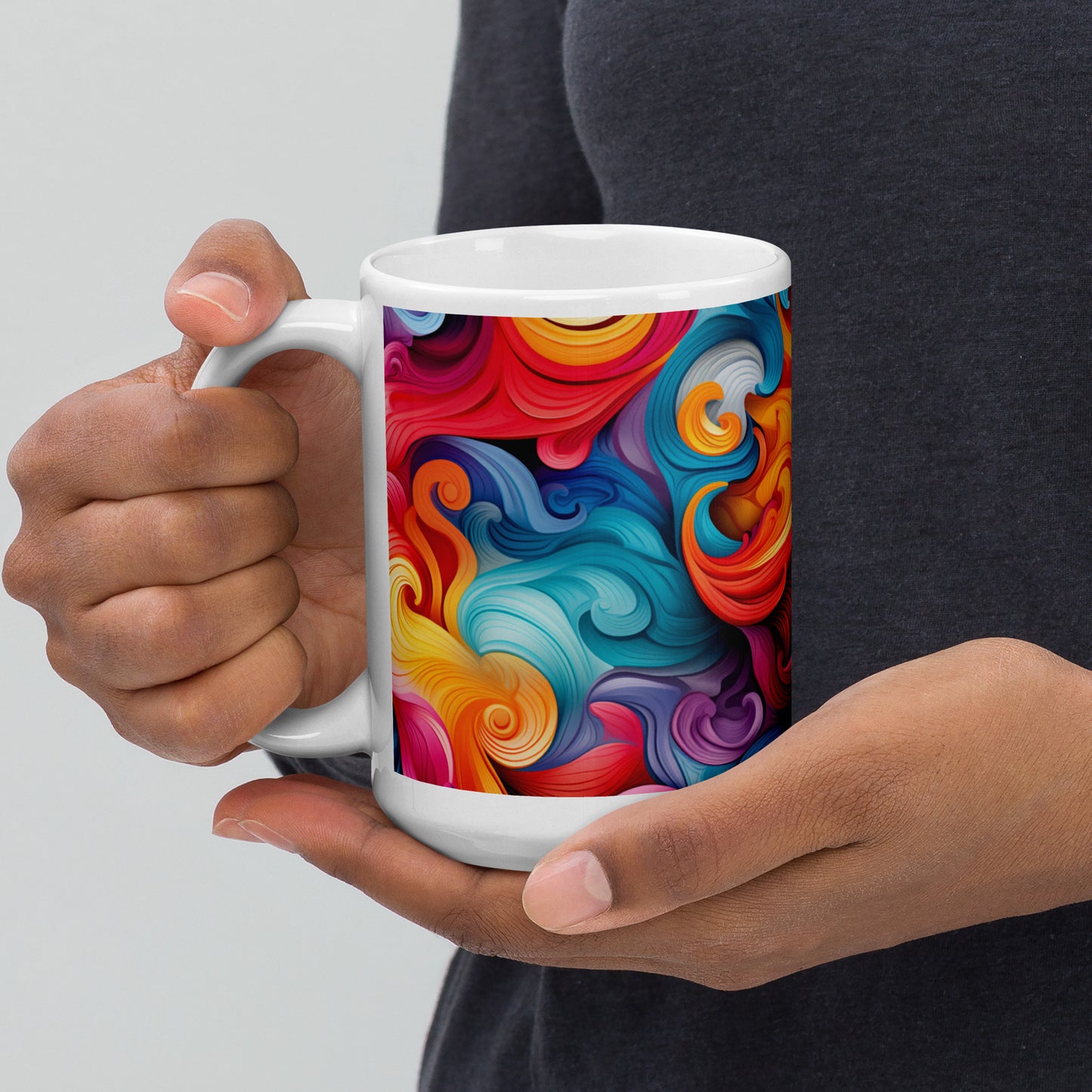Colorful Swirly Waves Ceramic Mug