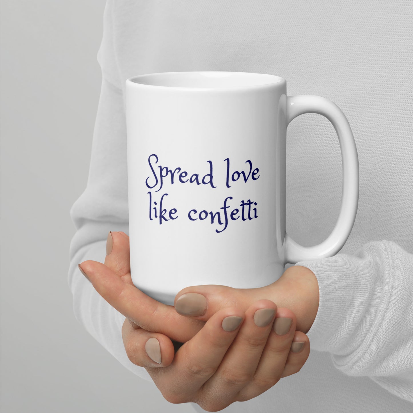Spread Love Like Confetti Heart Ceramic Mug