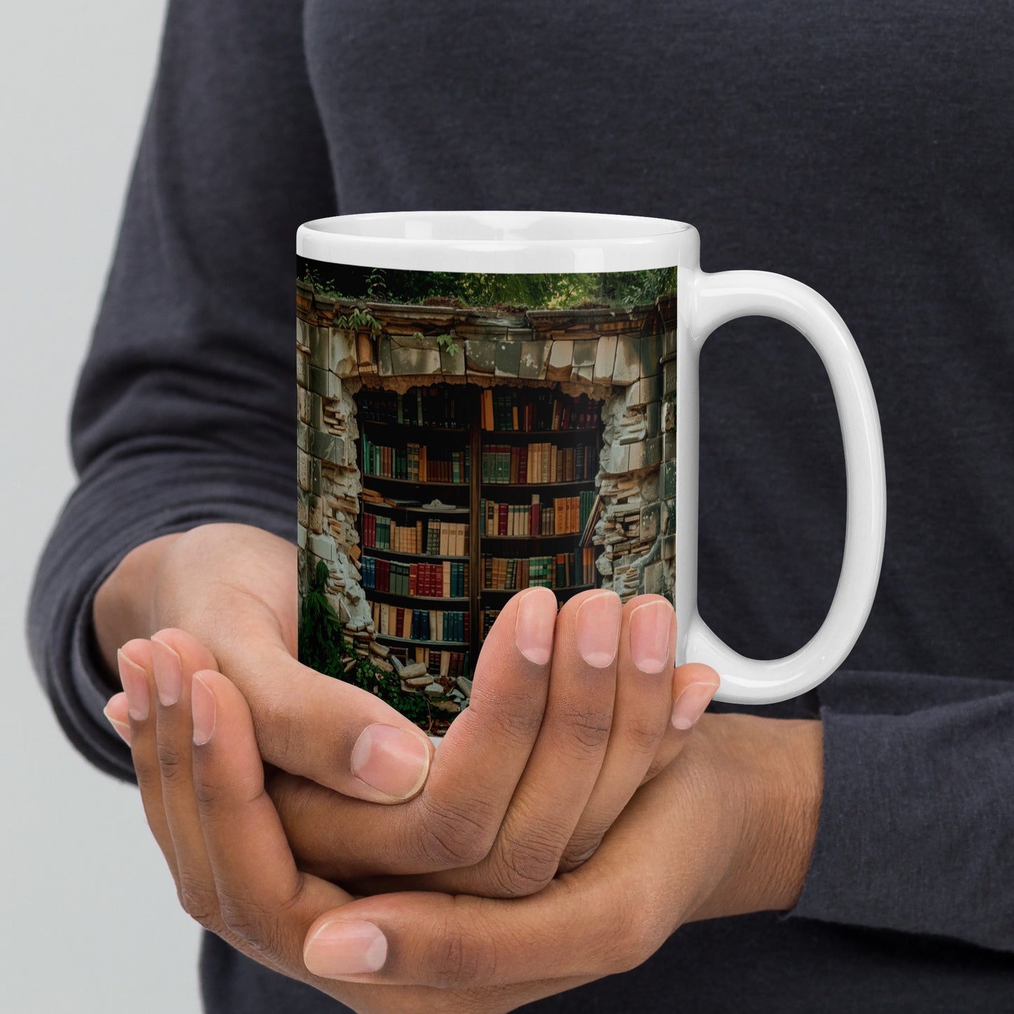 Hidden Bookshelf Ceramic Mug