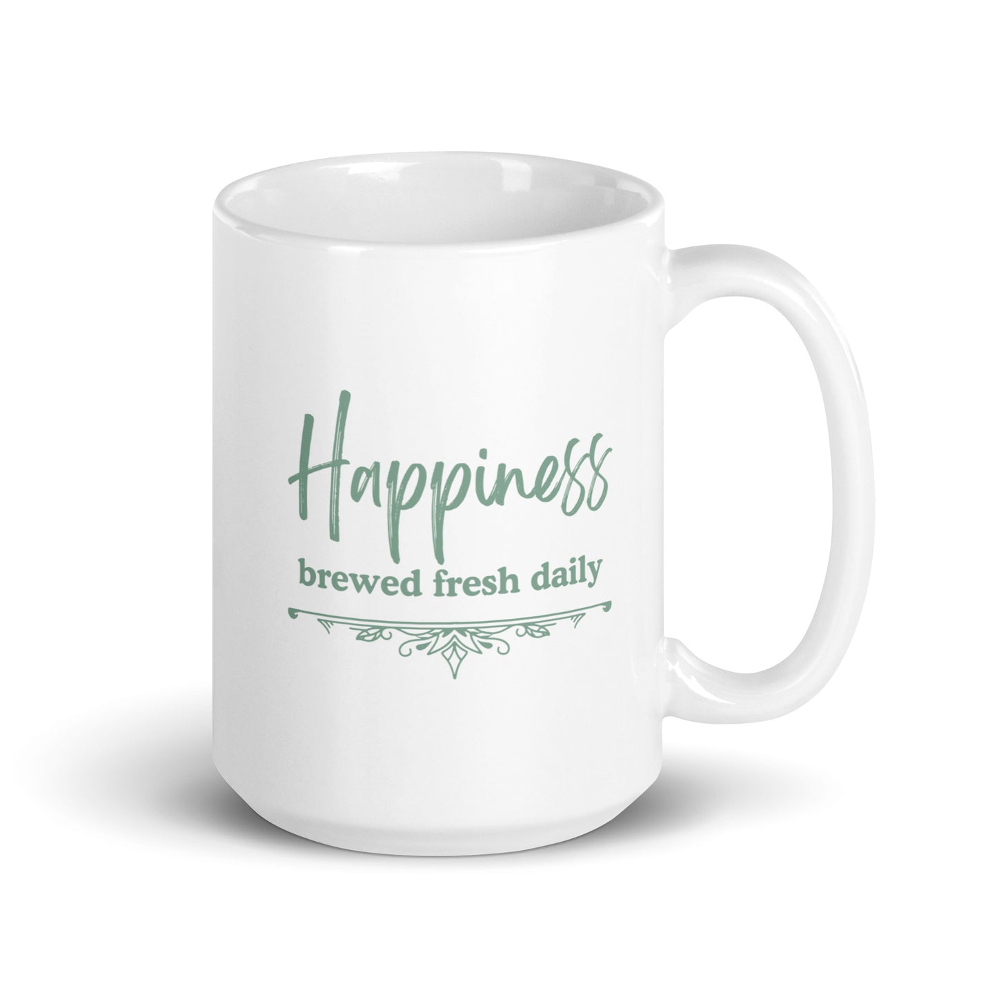 Happiness Fresh Brewed Daily Ceramic Mug