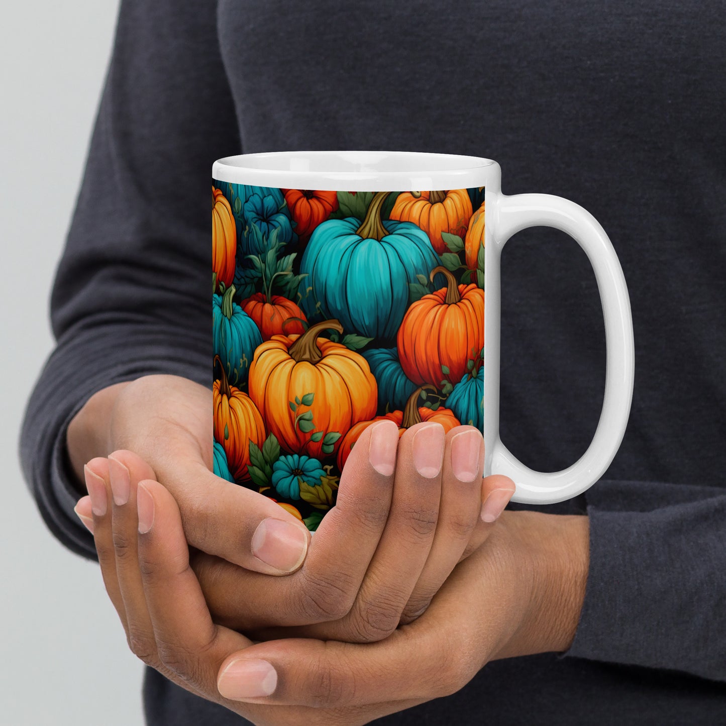 Pumpkin Field Ceramic Mug