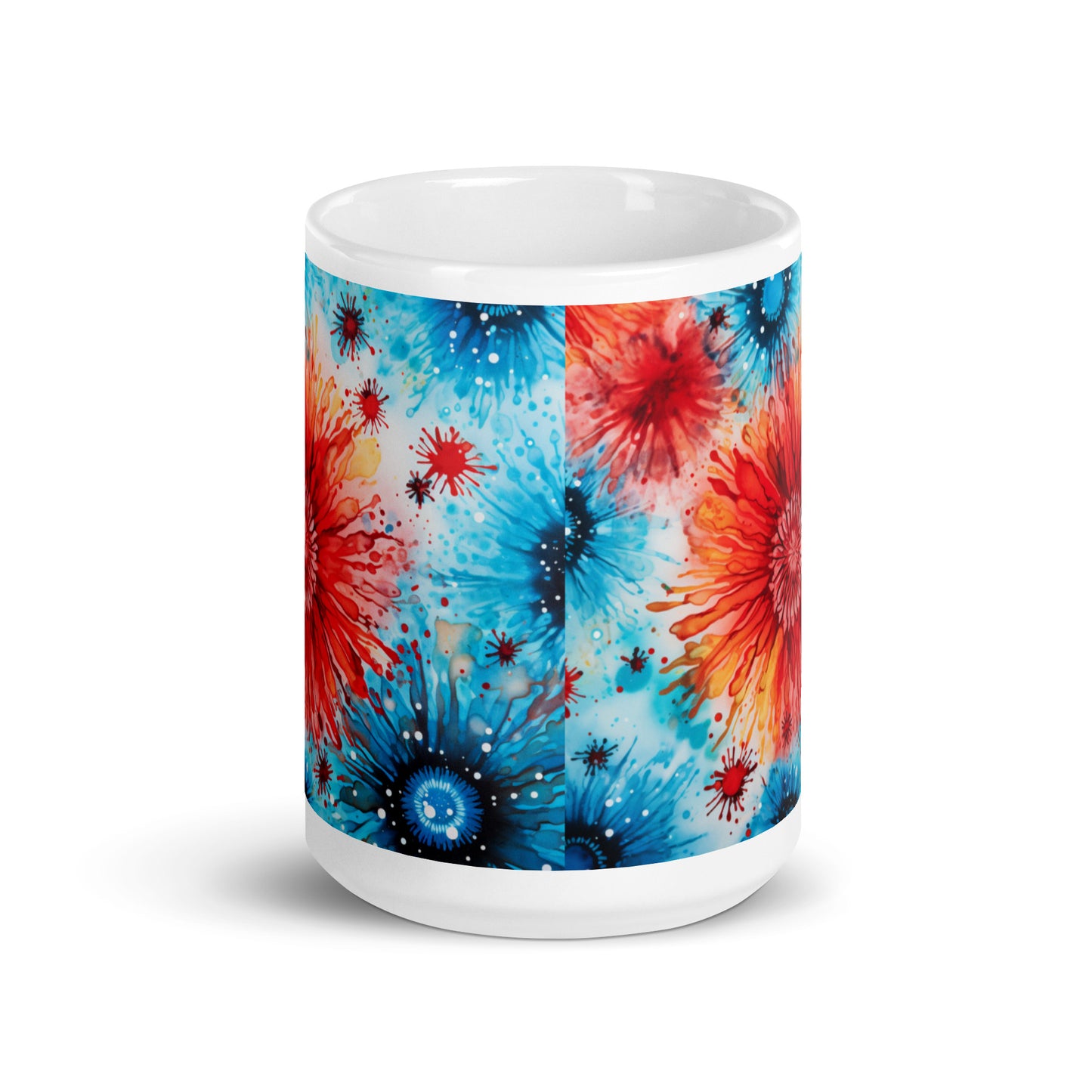 Blue and Red Tie Dye Ceramic Mug