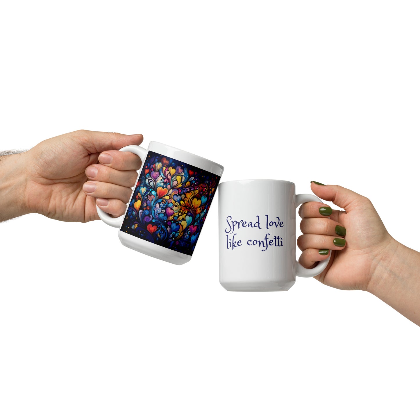 Spread Love Like Confetti Heart Ceramic Mug