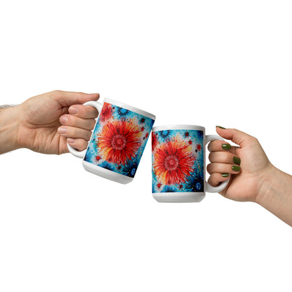 Blue and Red Tie Dye Ceramic Mug