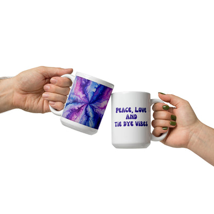 Peace, Love and Tie Dye Vibes Purple Ceramic Mug