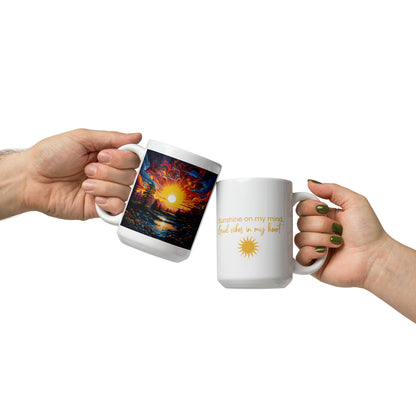 Sunshine on my Mind, Good Vibes in my Heart Ceramic Mug