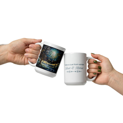 Take a Cue from Winter, Rest & Relax Ceramic Mug