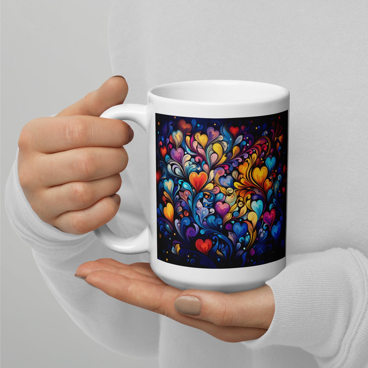 Spread Love Like Confetti Heart Ceramic Mug