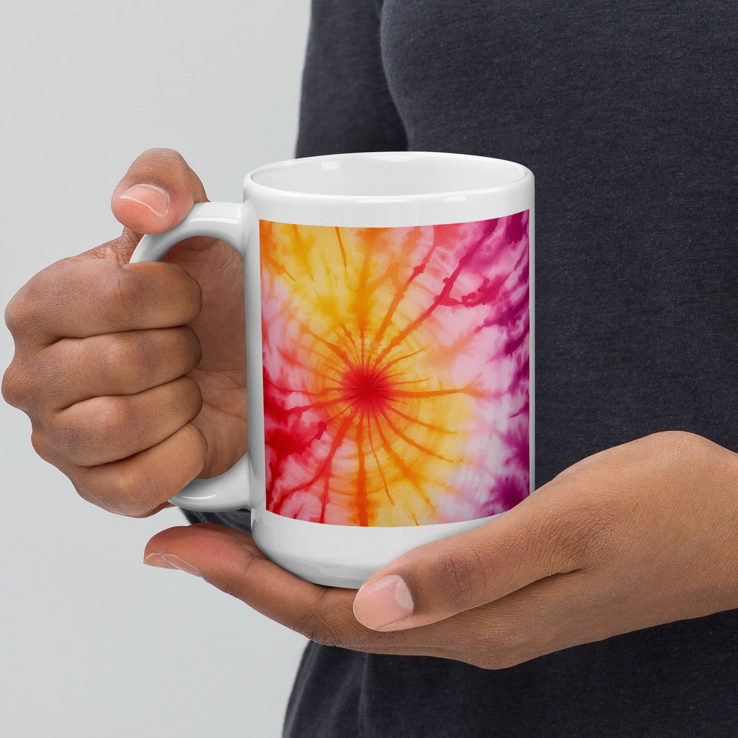 Keep Calm and Stay Hippie, Pink and Orange Ceramic Mug