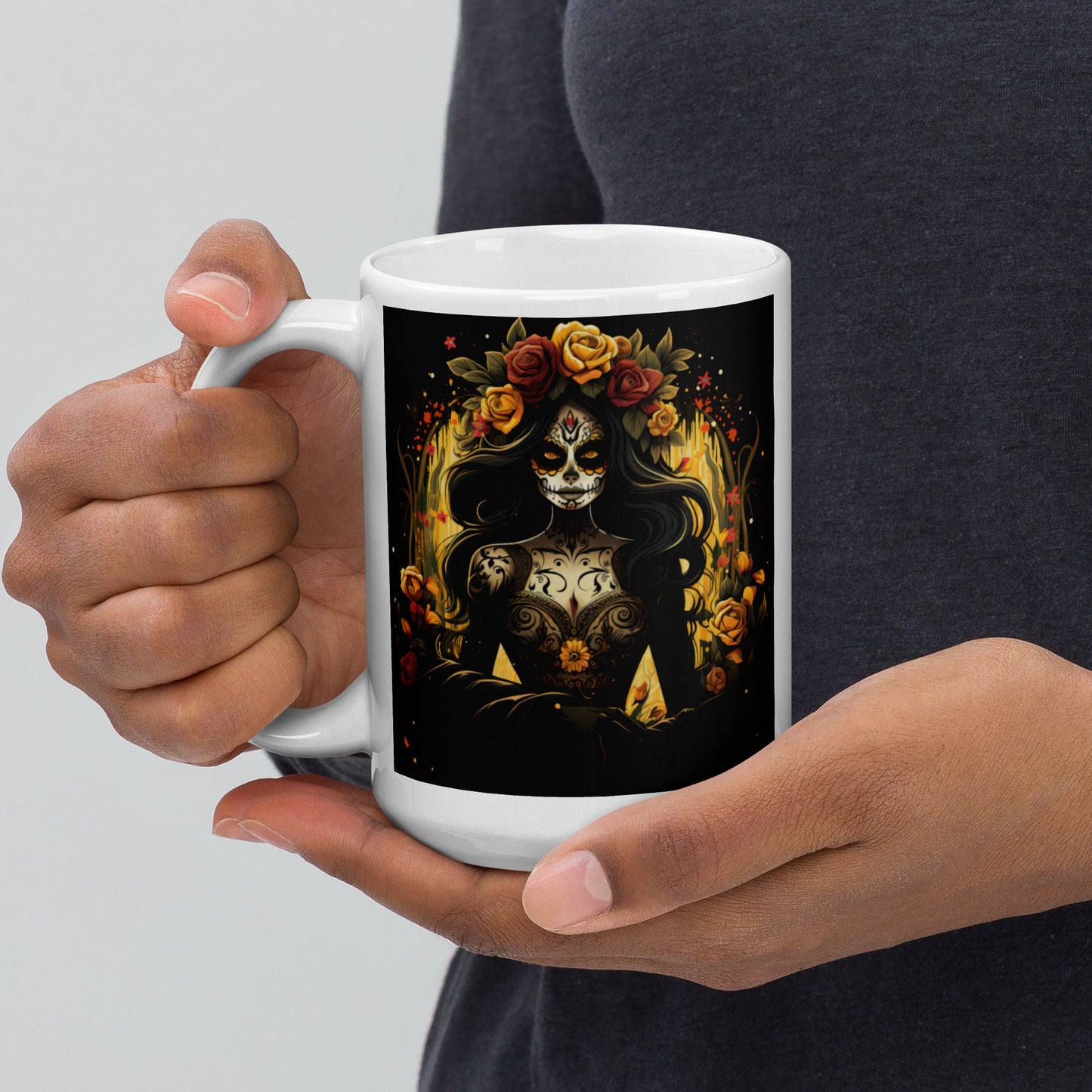 Unique, Powerful, Positively Fierce, Day of the Dead Art Ceramic Mug