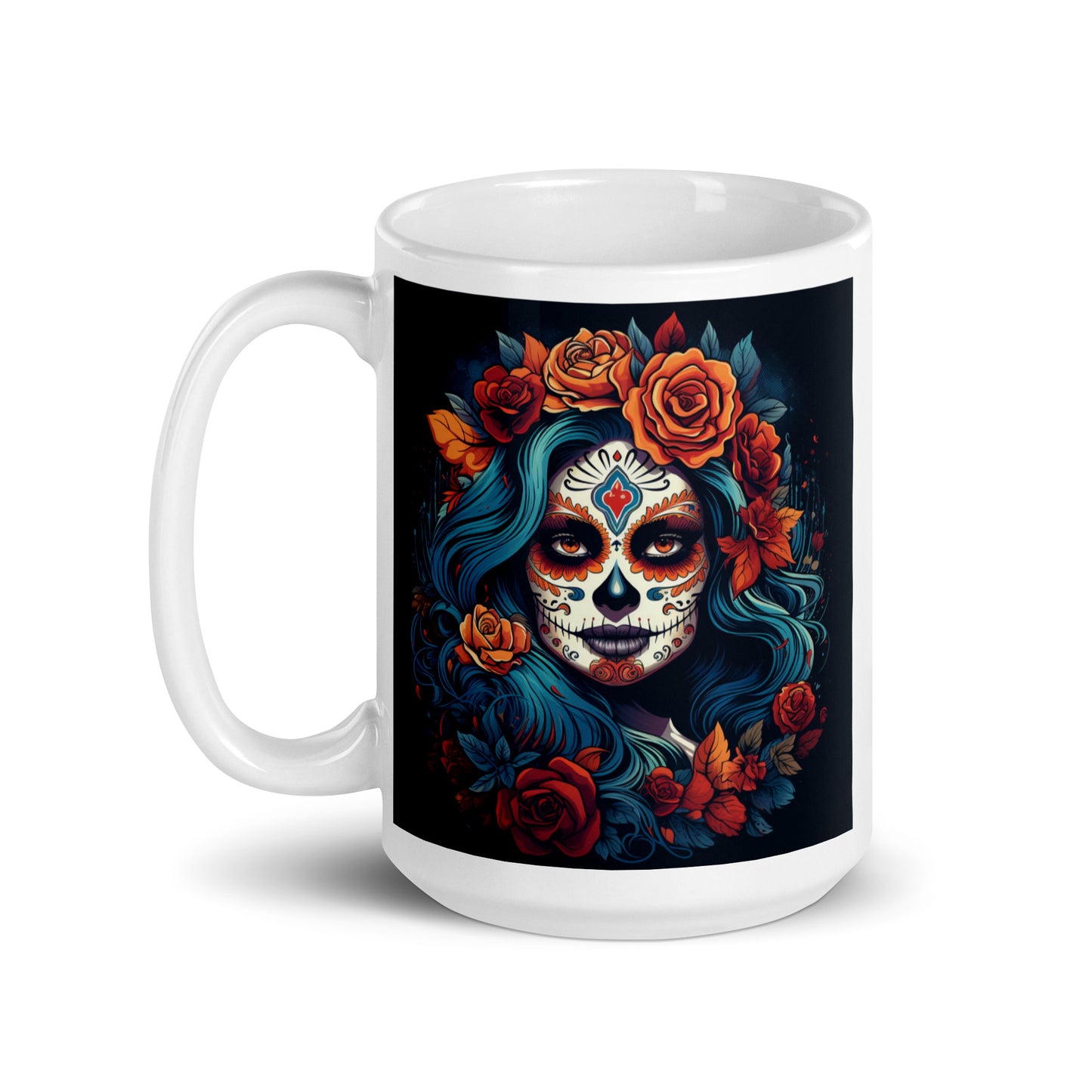 Today's Vibes: Vibrant, Full of Life, Full of Spirit, Day of the Dead Art Ceramic Mug