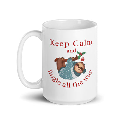 Keep Calm and Jingle All the Way Sloth Ceramic Mug