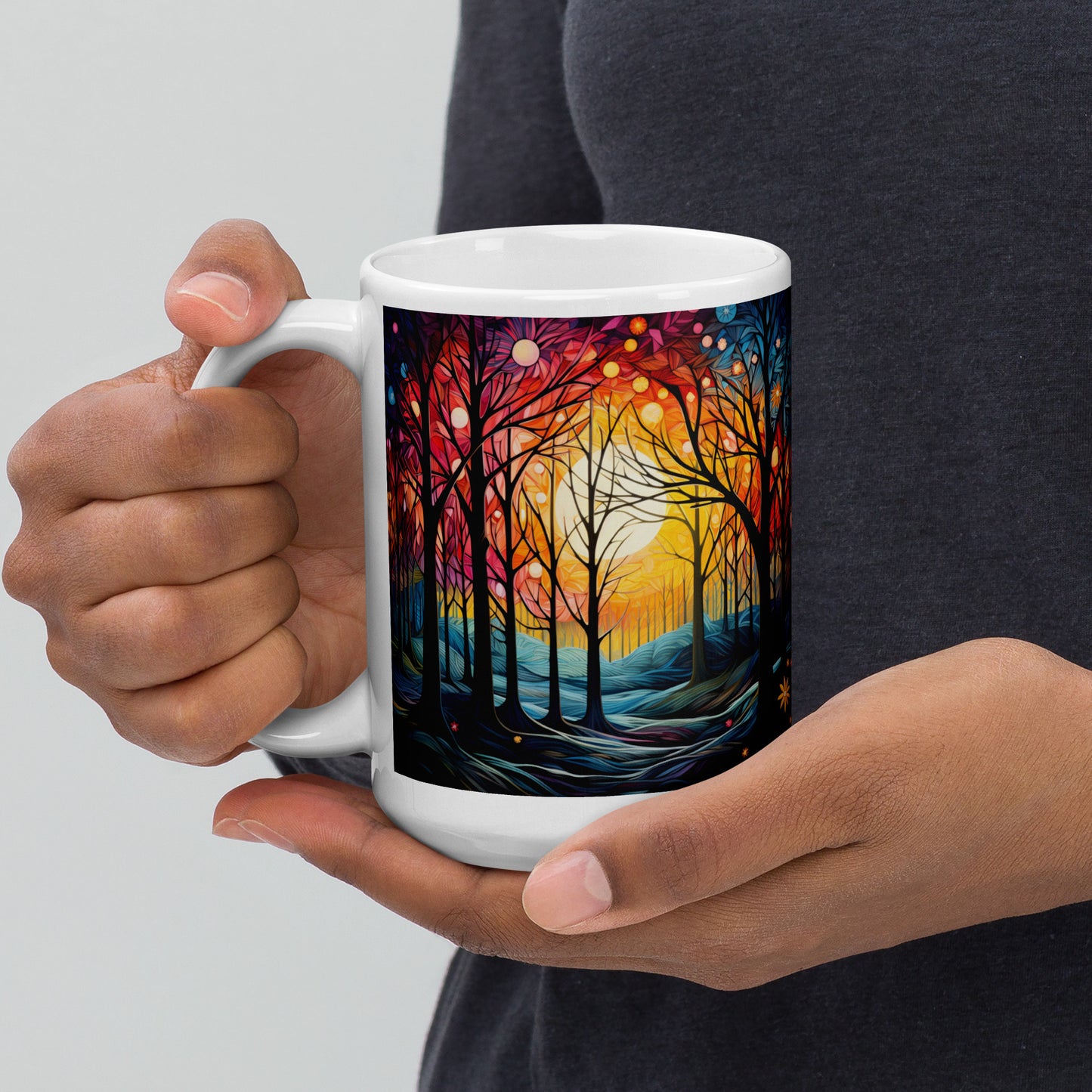 Colorful Winter Forest Ceramic Mug