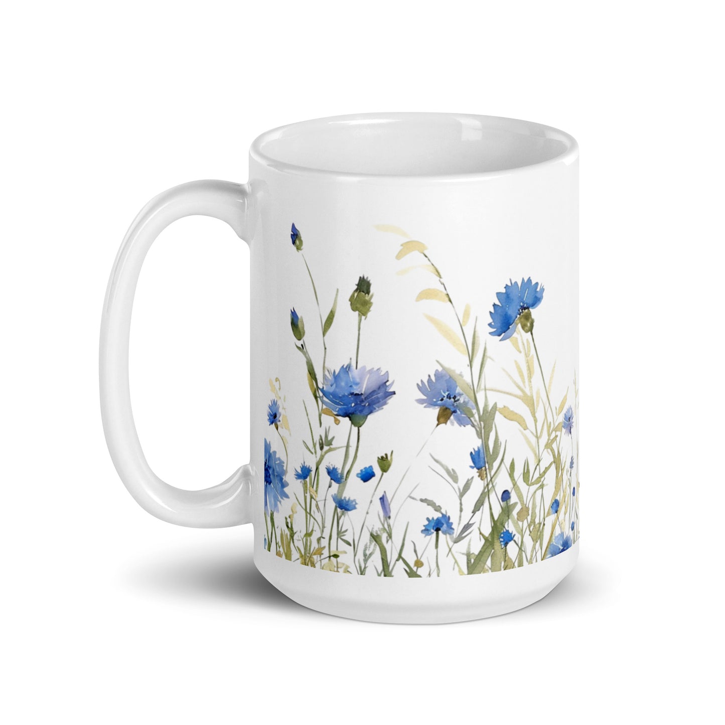 Blue Wildflower Field Ceramic Mug