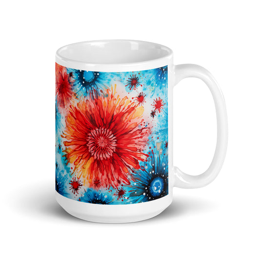 Blue and Red Tie Dye Ceramic Mug