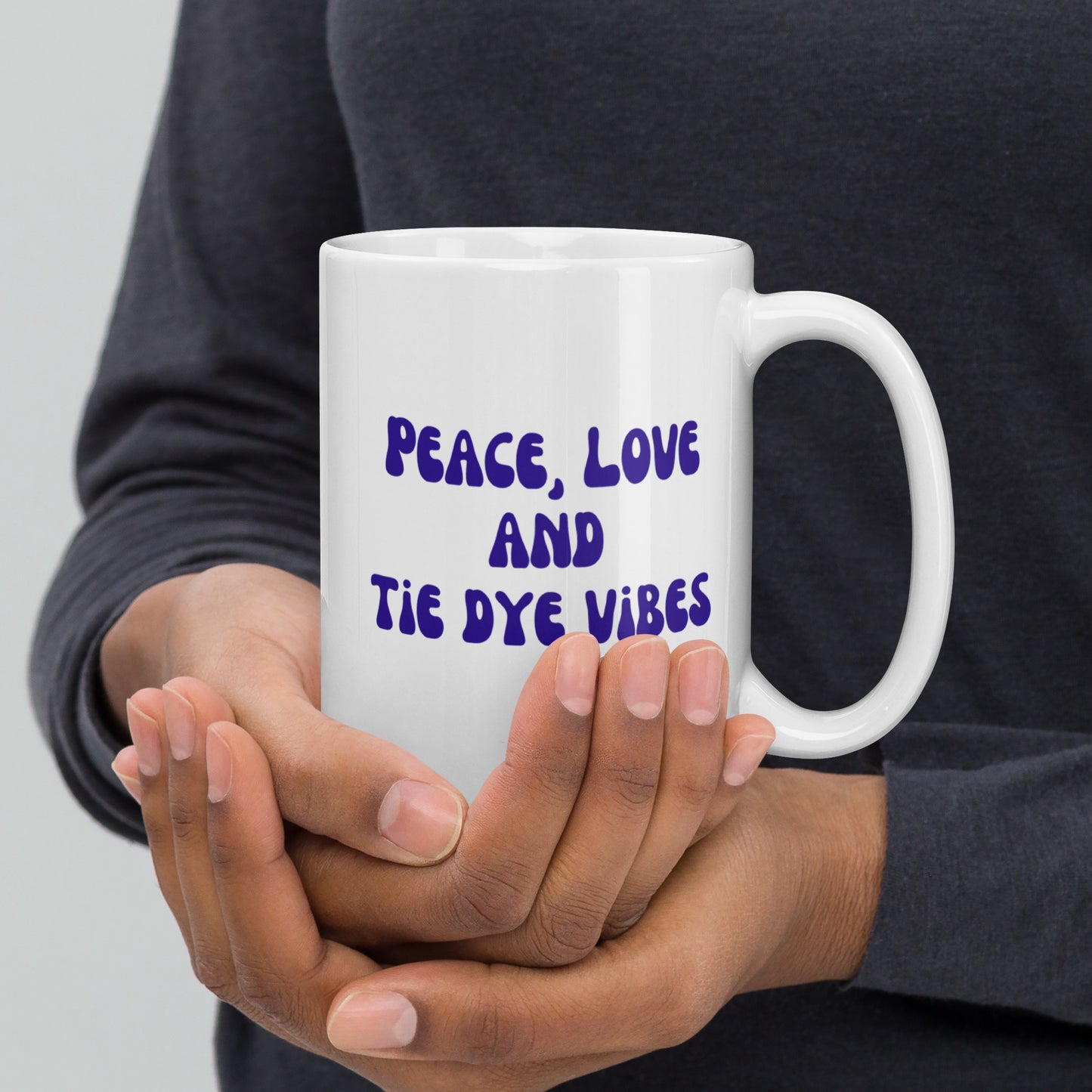 Peace, Love and Tie Dye Vibes Purple Ceramic Mug