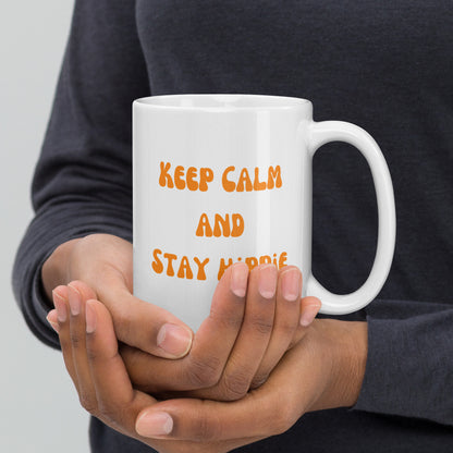 Keep Calm and Stay Hippie, Pink and Orange Ceramic Mug