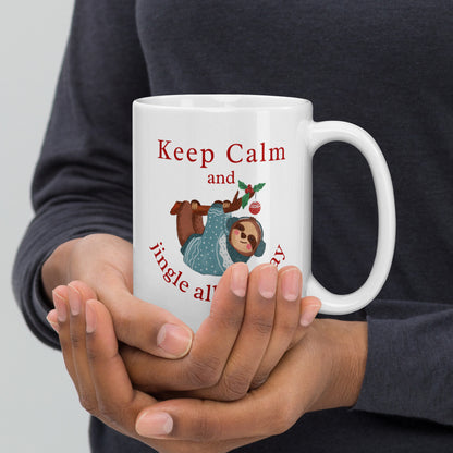 Keep Calm and Jingle All the Way Sloth Ceramic Mug