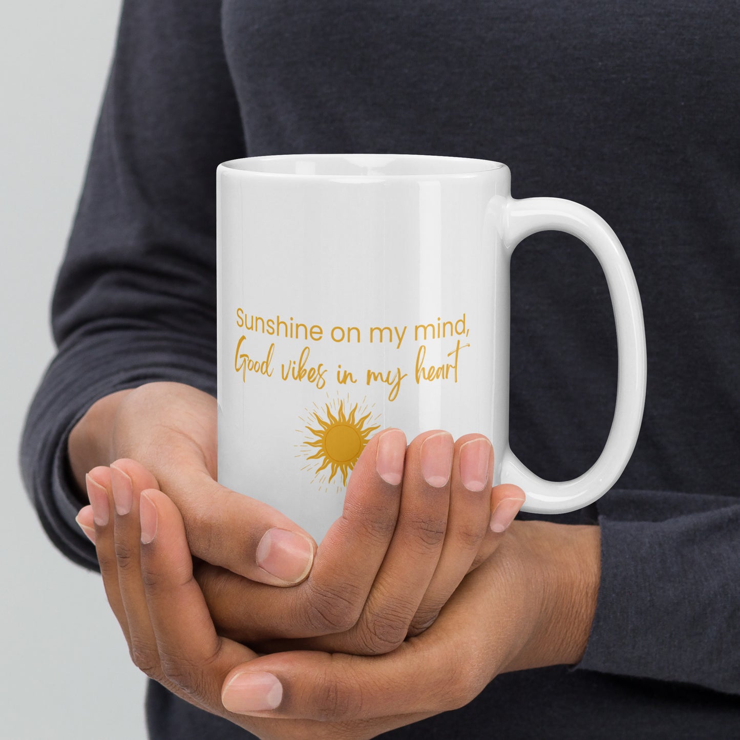 Sunshine on my Mind, Good Vibes in my Heart Ceramic Mug